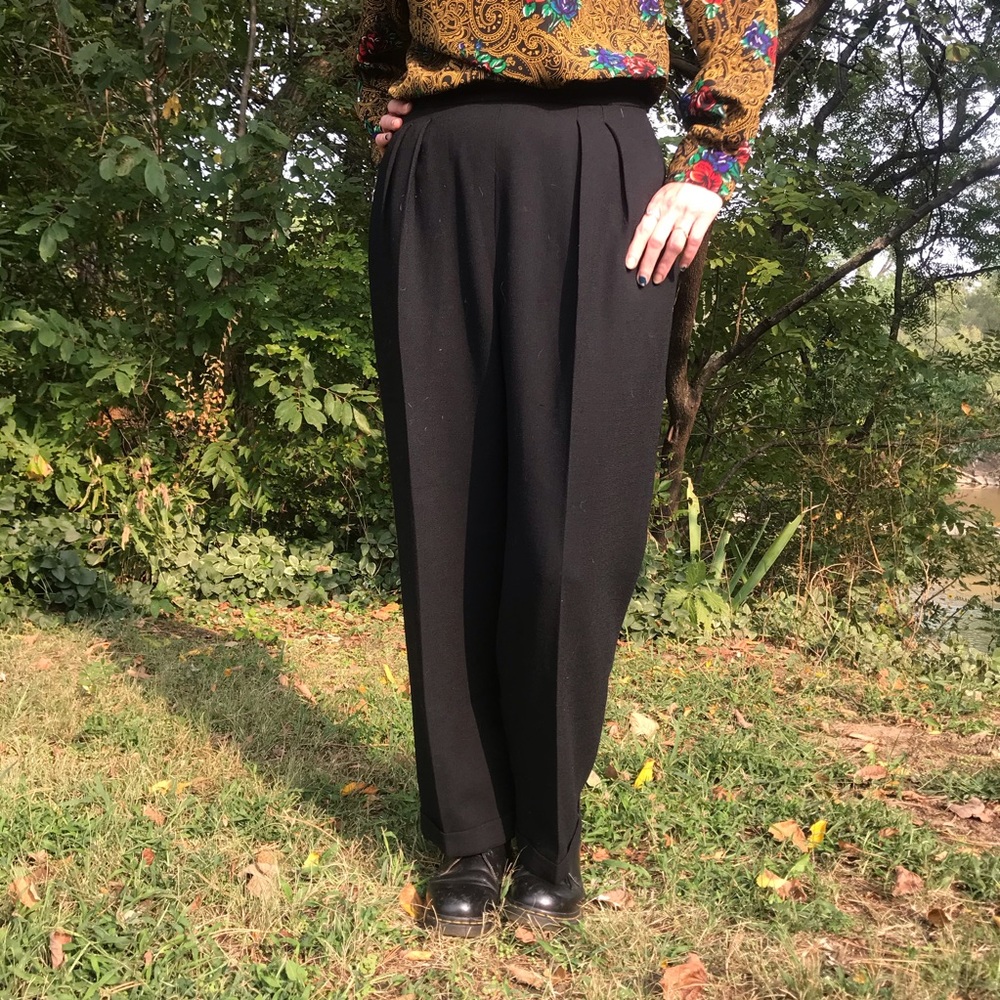 Vintage Jones NY Black Wool High Waist Pants